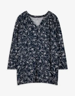 Clearance Blusenshirt - Allover-Print - Damen Langarmshirts
