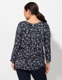 Clearance Blusenshirt - Allover-Print - Damen Langarmshirts