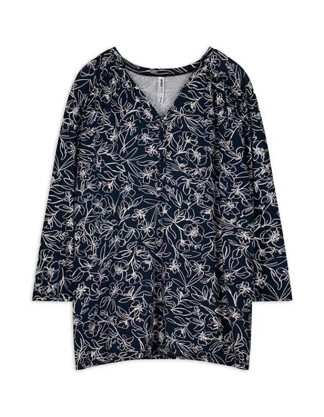 Clearance Blusenshirt - Allover-Print - Damen Langarmshirts