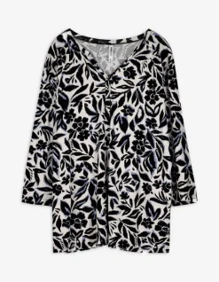 Fashion Blusenshirt - Allover-Print - Damen Langarmshirts