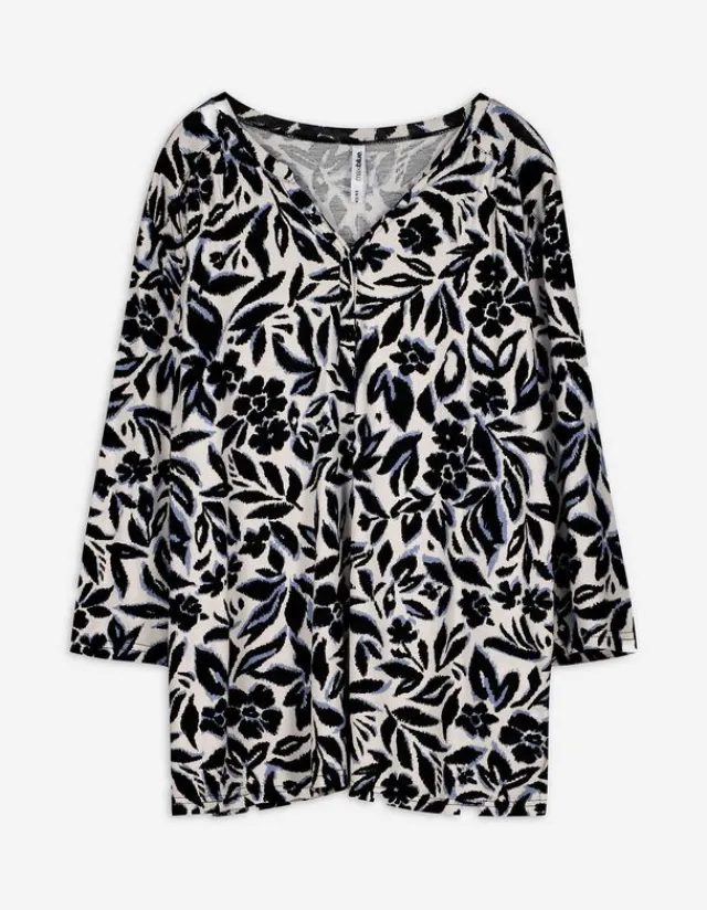 Fashion Blusenshirt - Allover-Print - Damen Langarmshirts