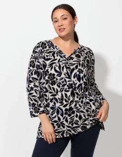 Fashion Blusenshirt - Allover-Print - Damen Langarmshirts