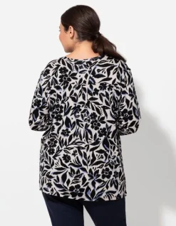 Fashion Blusenshirt - Allover-Print - Damen Langarmshirts