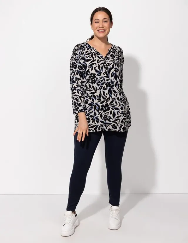 Fashion Blusenshirt - Allover-Print - Damen Langarmshirts