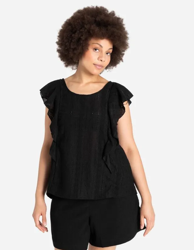 Hot Blusentop - Ärmel mit Volants Damen Tops