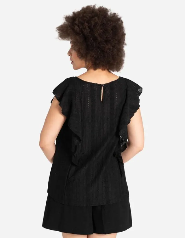 Hot Blusentop - Ärmel mit Volants Damen Tops