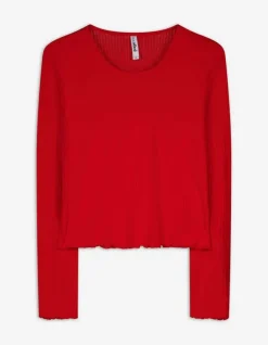 Best Cropped Langarmshirt - Rippenstruktur - Damen Langarmshirts