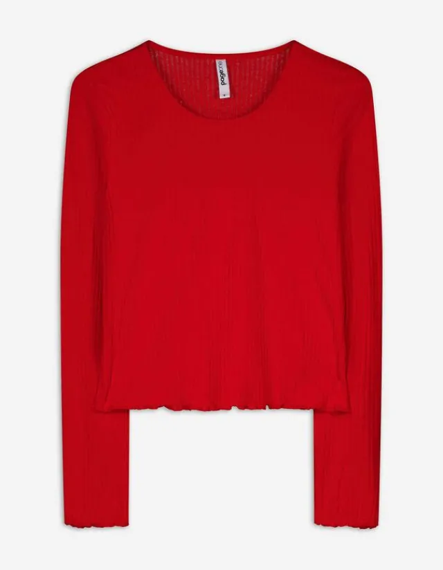 Best Cropped Langarmshirt - Rippenstruktur - Damen Langarmshirts
