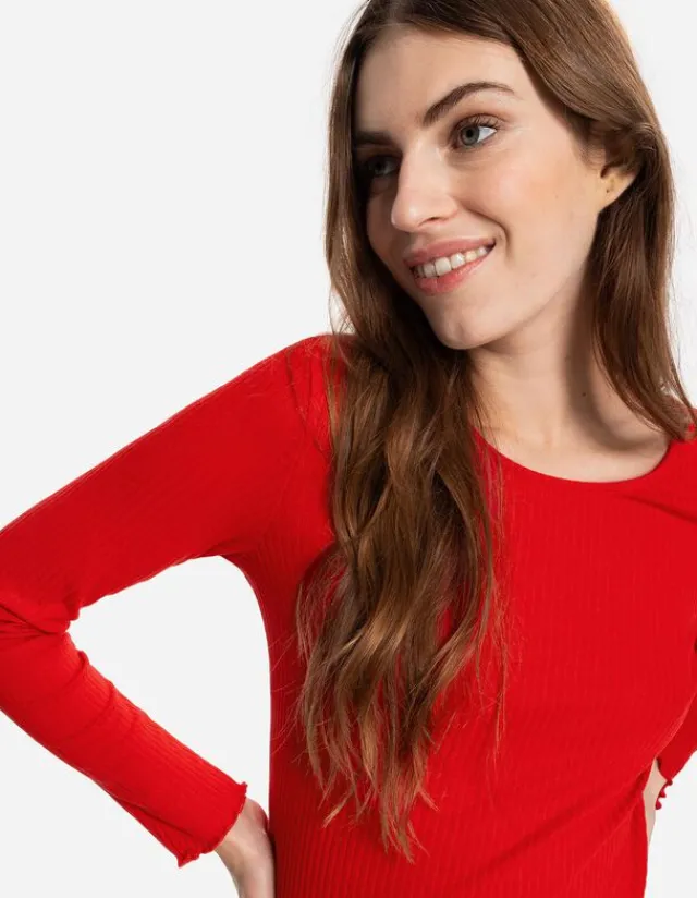 Best Cropped Langarmshirt - Rippenstruktur - Damen Langarmshirts