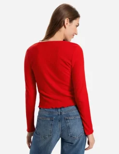Best Cropped Langarmshirt - Rippenstruktur - Damen Langarmshirts