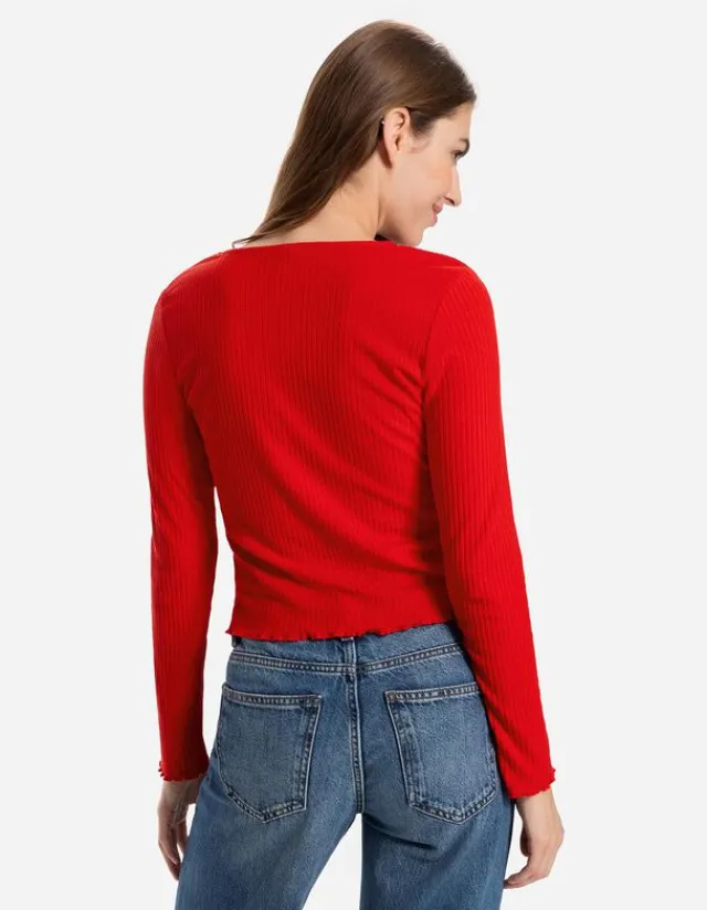 Best Cropped Langarmshirt - Rippenstruktur - Damen Langarmshirts
