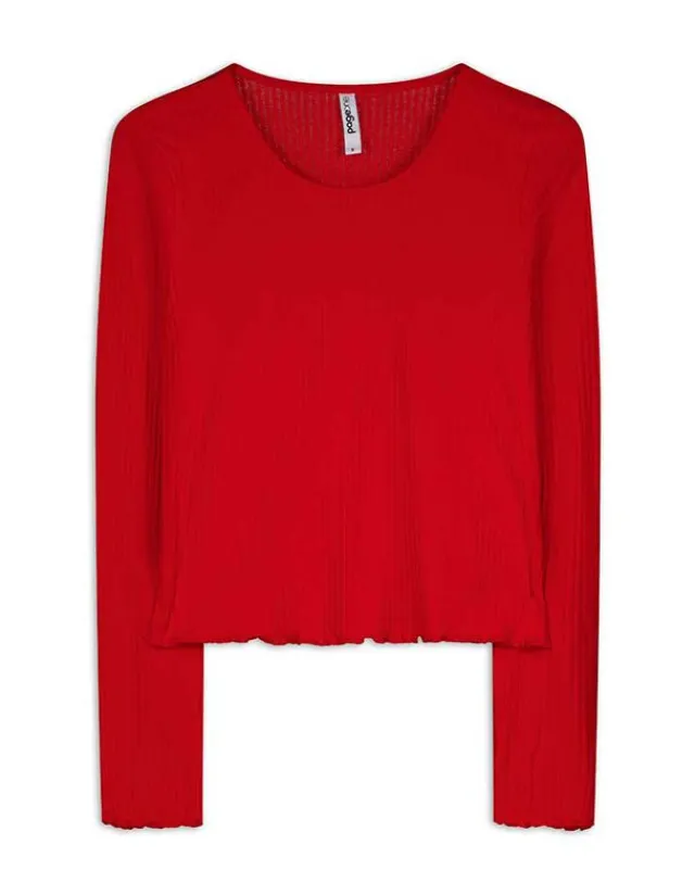 Best Cropped Langarmshirt - Rippenstruktur - Damen Langarmshirts