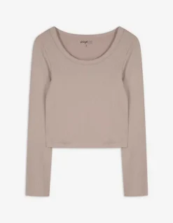 Discount Cropped Shirt - Rippenstruktur - Damen Langarmshirts