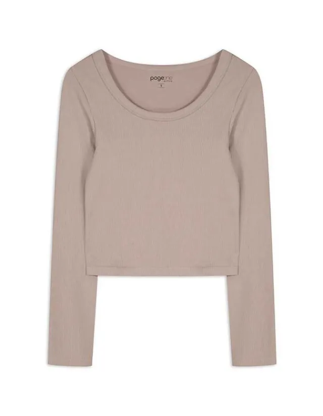Discount Cropped Shirt - Rippenstruktur - Damen Langarmshirts