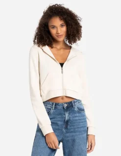 Online Cropped Sweatjacke - Kapuze mit Tunnelzug - Damen Sweatjacken