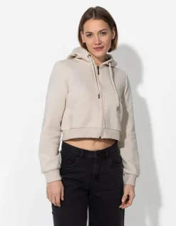 Online Cropped Sweatjacke - Kapuze mit Tunnelzug - Damen Sweatjacken