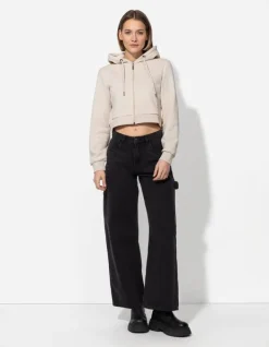 Online Cropped Sweatjacke - Kapuze mit Tunnelzug - Damen Sweatjacken