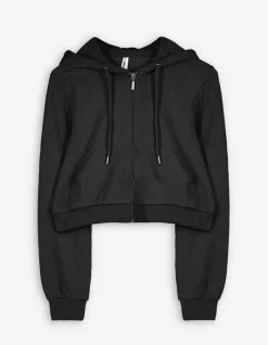 Outlet Cropped Sweatjacke - Kapuze mit Tunnelzug - Damen Sweatjacken