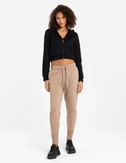 Outlet Cropped Sweatjacke - Kapuze mit Tunnelzug - Damen Sweatjacken
