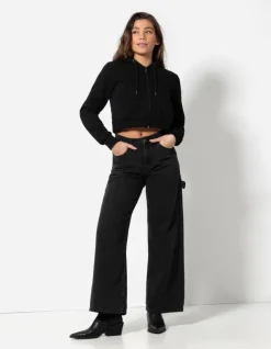 Outlet Cropped Sweatjacke - Kapuze mit Tunnelzug - Damen Sweatjacken