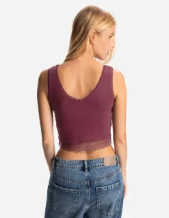 Best Cropped Top - Spitzenbesatz - Damen Tops