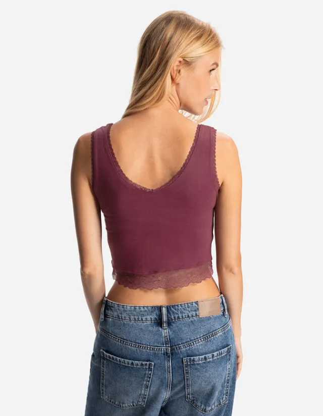 Best Cropped Top - Spitzenbesatz - Damen Tops