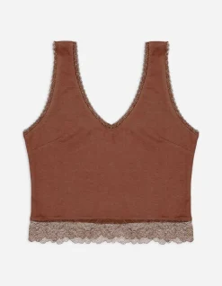 Clearance Cropped Top - Spitzenbesatz - Damen Tops