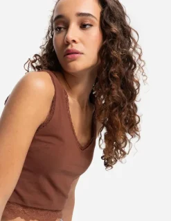 Clearance Cropped Top - Spitzenbesatz - Damen Tops