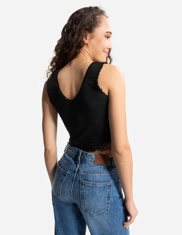 Online Cropped Top - Spitzenbesatz - Damen Tops