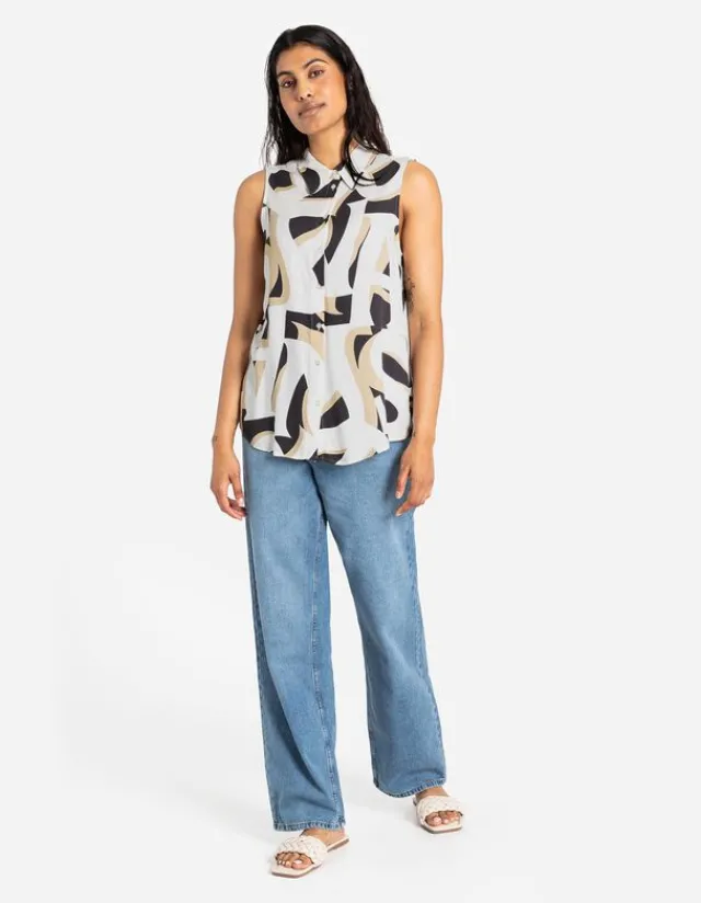 Fashion Hemdbluse - Allover-Print - Damen Tops