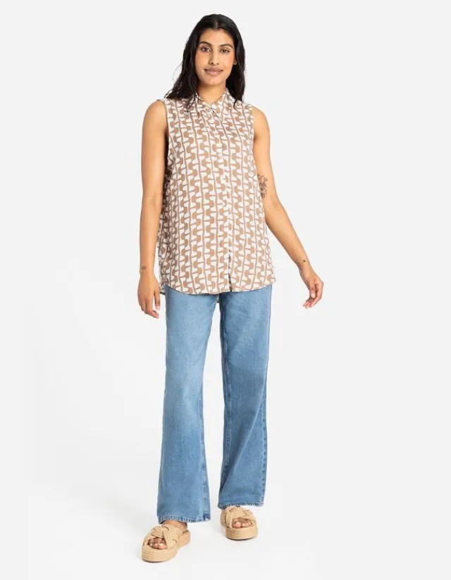 Best Hemdbluse - Allover-Print - Damen Tops