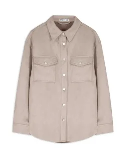 Fashion Hemdjacke - Lederoptik - Damen Jacken