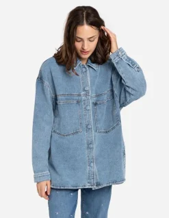 Sale Jeansjacke - Verdeckte Knopfleiste - Damen Jacken