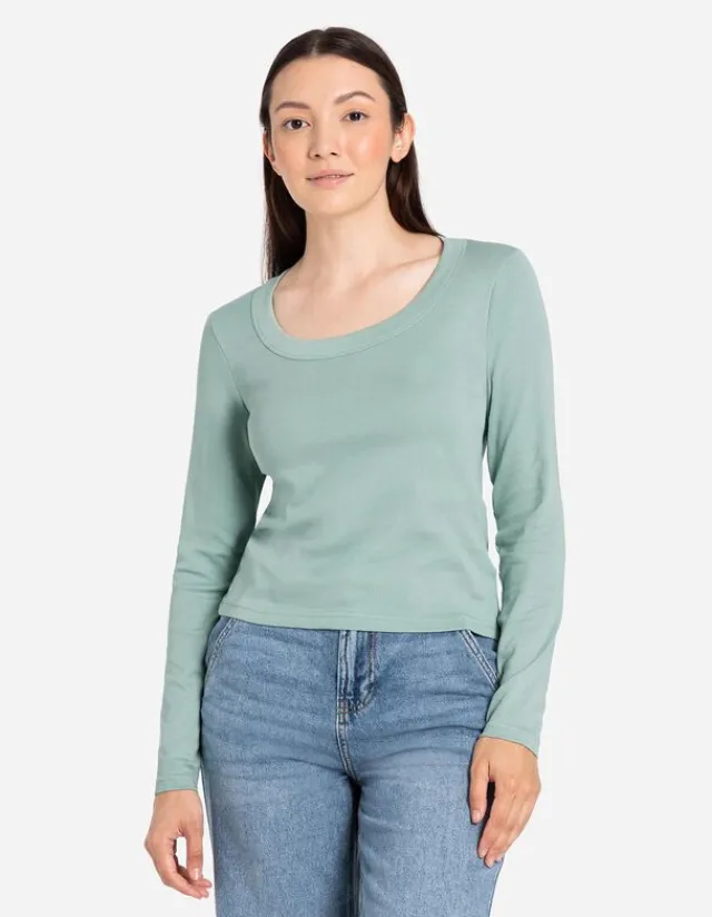 Fashion Langarmshirt - Baumwoll-Mix - Damen Langarmshirts