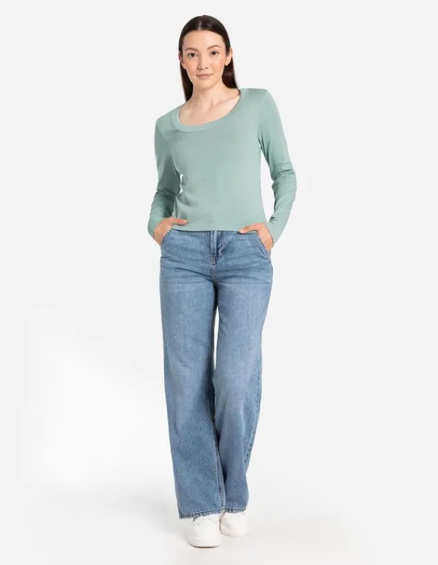 Fashion Langarmshirt - Baumwoll-Mix - Damen Langarmshirts