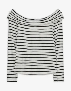 Clearance Langarmshirt - Carmen-Ausschnitt - Damen Langarmshirts