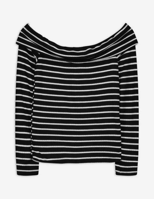 Clearance Langarmshirt - Carmen-Ausschnitt - Damen Langarmshirts