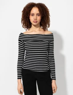 Clearance Langarmshirt - Carmen-Ausschnitt - Damen Langarmshirts