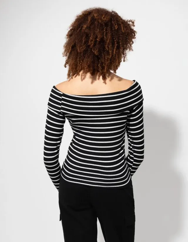 Clearance Langarmshirt - Carmen-Ausschnitt - Damen Langarmshirts