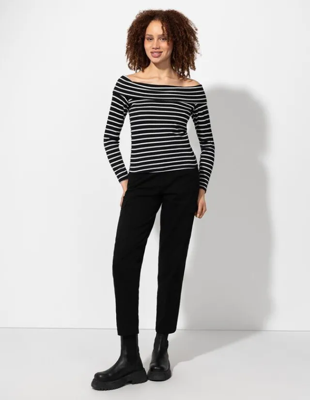 Clearance Langarmshirt - Carmen-Ausschnitt - Damen Langarmshirts