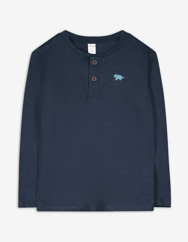 Hot Langarmshirt - Henley-Ausschnitt - Kinder Jungenkleidung