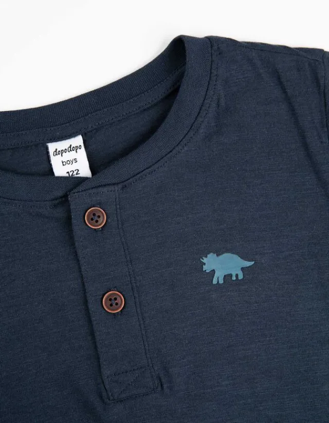 Hot Langarmshirt - Henley-Ausschnitt - Kinder Jungenkleidung