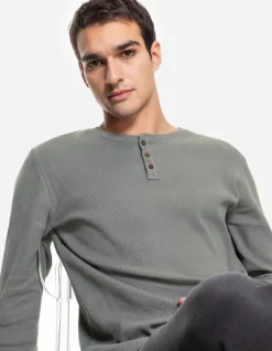 Hot Langarmshirt - Henley-Ausschnitt - Herren Langarmshirts