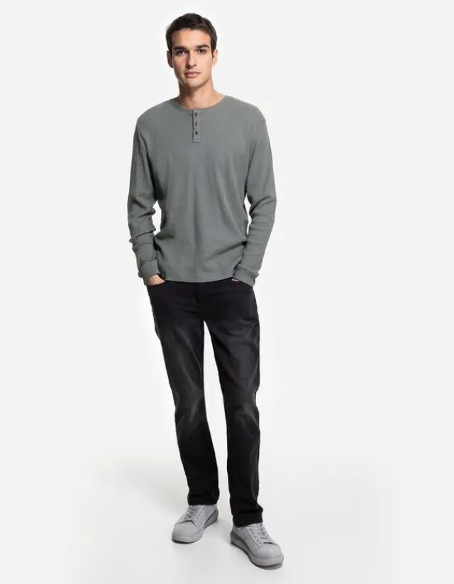 Hot Langarmshirt - Henley-Ausschnitt - Herren Langarmshirts