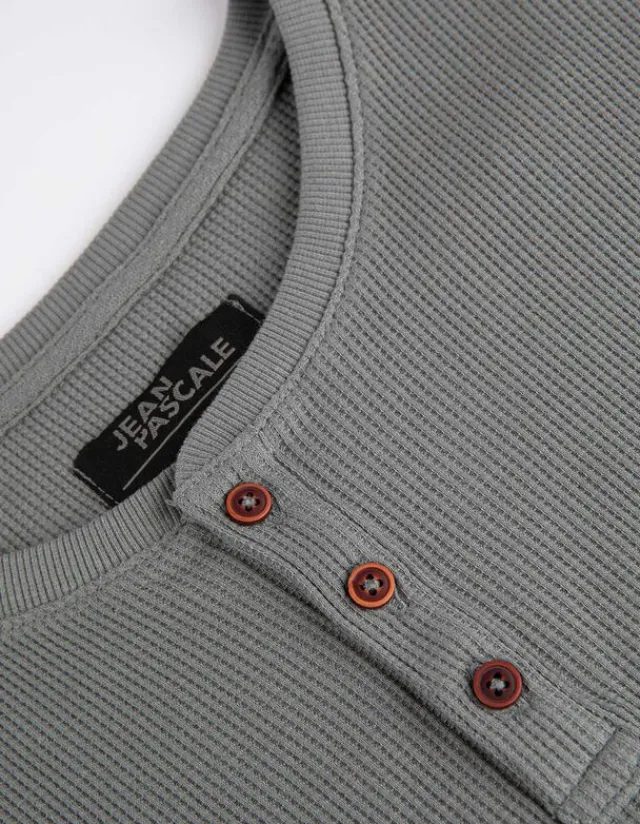 Hot Langarmshirt - Henley-Ausschnitt - Herren Langarmshirts