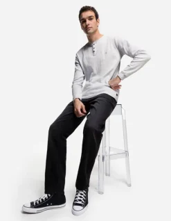 Clearance Langarmshirt - Henley-Ausschnitt - Herren Langarmshirts