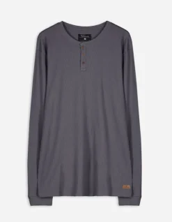 New Langarmshirt - Henley-Ausschnitt - Herren Langarmshirts