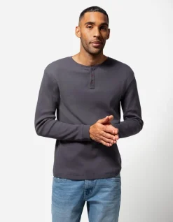 New Langarmshirt - Henley-Ausschnitt - Herren Langarmshirts