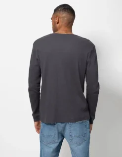 New Langarmshirt - Henley-Ausschnitt - Herren Langarmshirts