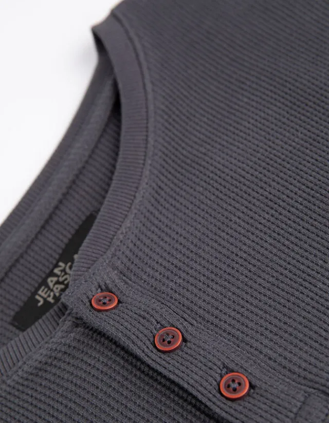 New Langarmshirt - Henley-Ausschnitt - Herren Langarmshirts